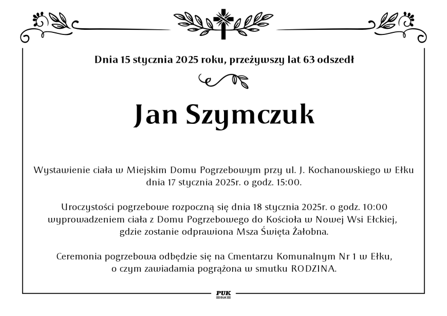 Jan Szymczuk - nekrolog